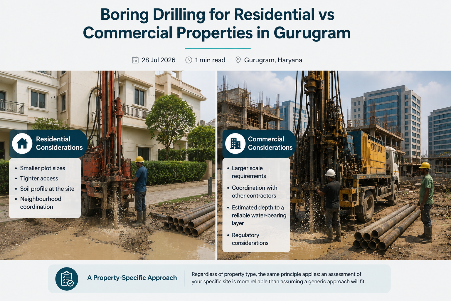 Boring Drilling for Residential vs Commercial Properties in Gurugram